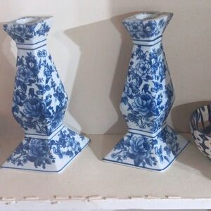 Antique porcelain candle holders